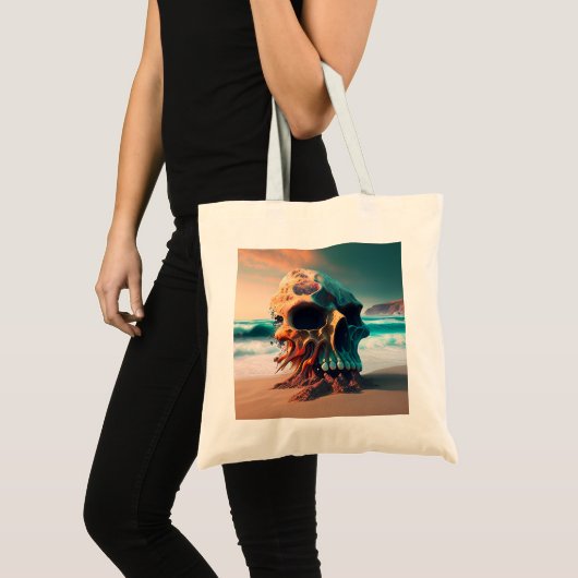 Skull on the beach tragetasche (Vorderseite (Produkt))