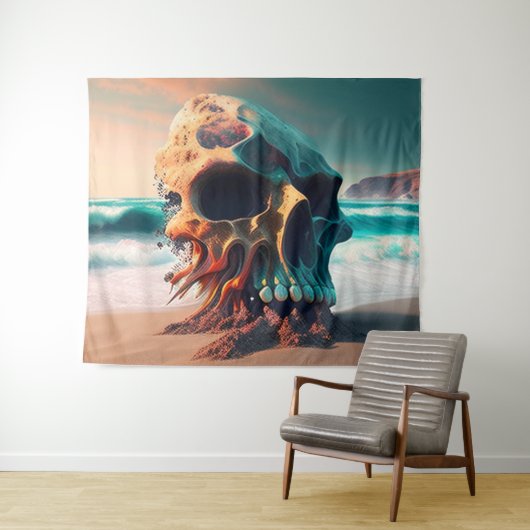 Skull on the beach wandteppich (Beispiel (Horizontal))