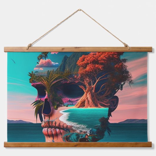 Skull on the beach wandteppich mit holzrahmen (Vorderseite 2)