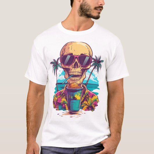 Skull on Vacation � Chill Funny Beach Skeleton T-Shirt (Vorderseite)