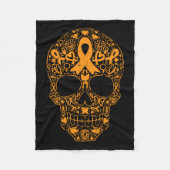 Skull Orange Ribbon Leukämie Krebs Bewusstsein Mex Fleecedecke (Vorderseite)