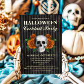Skull Orange Rosen Halloween Cocktail Party Gold Folieneinladung