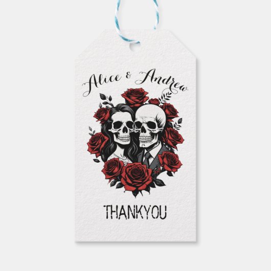 Skull-Paar gothisch mit Rose individuelle Name Geschenkanhänger (Rückseite)