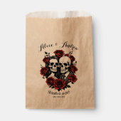 Skull-Paar gothisch mit Rose individuelle Name Geschenktütchen (Vorderseite)