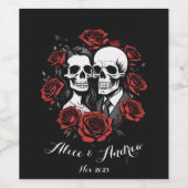 Skull-Paar gothisch mit Rose individuelle Name Weinetikett (Einzelnes Label)