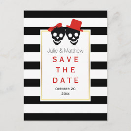 Skull Paar Halloween rote Hochzeit Save the Date Ankündigungspostkarte