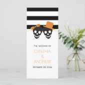 Skull-Paar, Streifen Halloween-Hochzeitsprogramm Programm (Stehend Vorderseite)