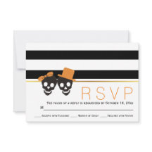 Skull Paar und Streifen Halloween Hochzeit RSVP