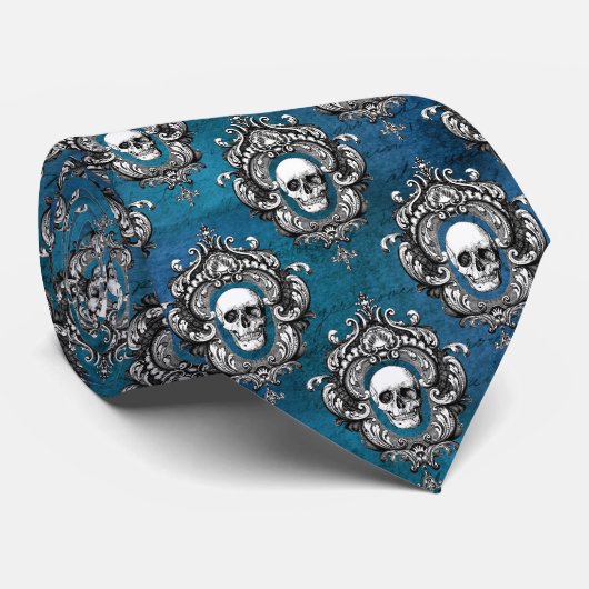 Skull Pattern auf Royal Blue Krawatte (Gerollt)