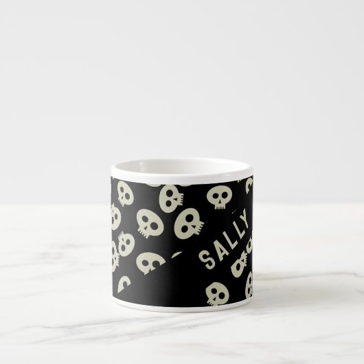 Skull Pattern Black and Cream Espresso Cup Espressotasse (Vorderseite)