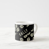 Skull Pattern Black and Cream Espresso Cup Espressotasse (Vorderseite Rechts)