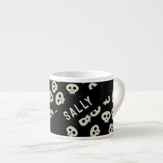Skull Pattern Black and Cream Espresso Cup Espressotasse (Vorderseite Rechts)