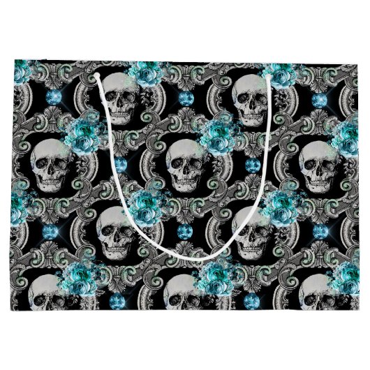 Skull Pattern Bläserblüte Große Geschenktüte (Rückseite)