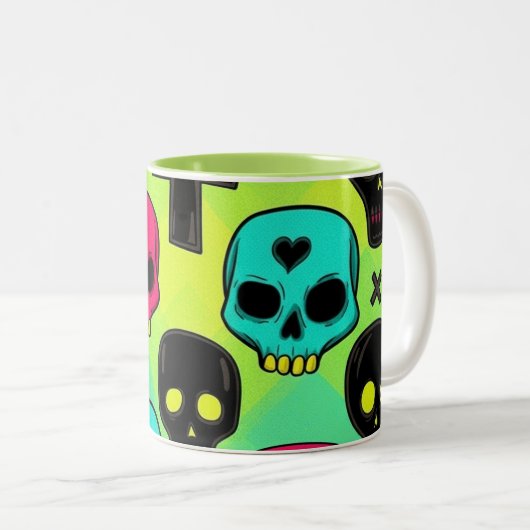 Skull Pattern Coffee Mug Zweifarbige Tasse (VorderseiteRechts)