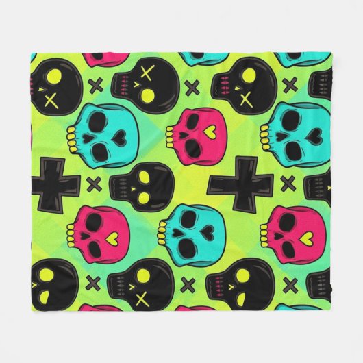 Skull Pattern Fleece Blanket (Vorderseite (Horizontal))
