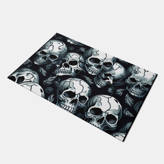 Skull Pattern Fußmatte (Schrägansicht)