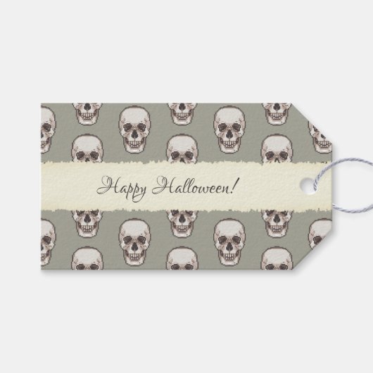 Skull Pattern Gothic Horror Pixel Art Geschenkanhänger (Vorderseite (Horizontal))