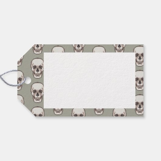 Skull Pattern Gothic Horror Pixel Art Geschenkanhänger (Rückseite Horizontal)