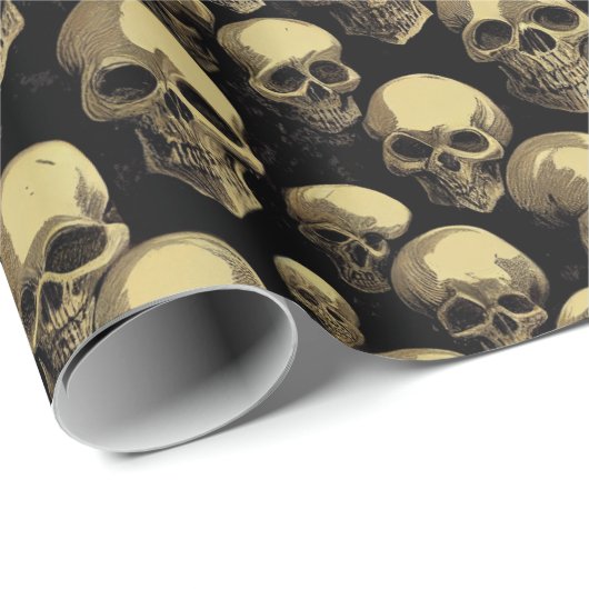 Skull Pattern Halloween Horror Creepisches Beängst Geschenkpapier (Rolleneckpunkt)