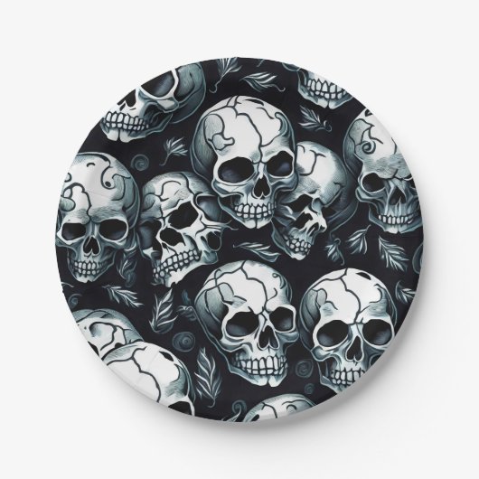 Skull Pattern Halloween Thema Pappteller (Vorderseite)