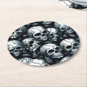 Skull Pattern Halloween Thema Runder Pappuntersetzer (Angewinkelt)