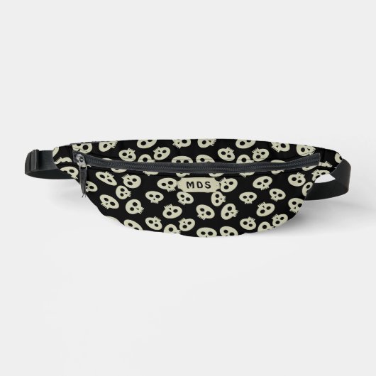 Skull Pattern Monogram Black Halloween Fanny Pack Bauchtasche (Vorderseite)