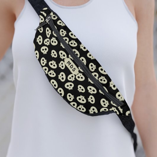 Skull Pattern Monogram Black Halloween Fanny Pack Bauchtasche