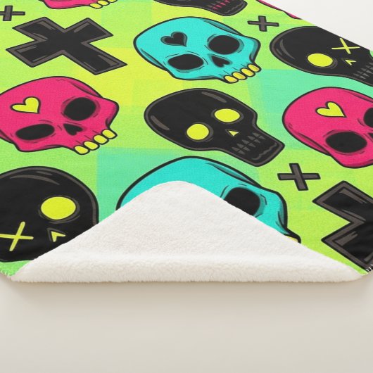 Skull Pattern Sherpa Blanket Sherpadecke (3/4)
