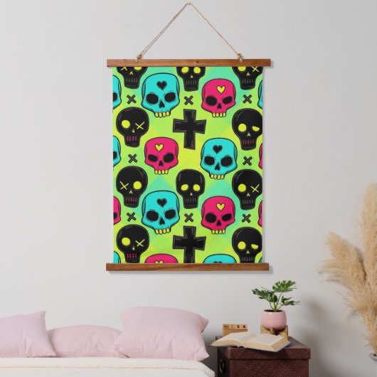 Skull Pattern Wandteppich Mit Holzrahmen (Schlafzimmer)
