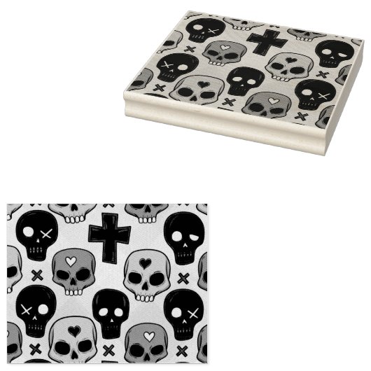 Skull Pattern Wood Art Stamp Gummistempel (Stempel)