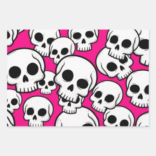 Skull Pattern Wrapping Paper Flat Sheet Set of 3 Geschenkpapier Set (Vorderseite 3)