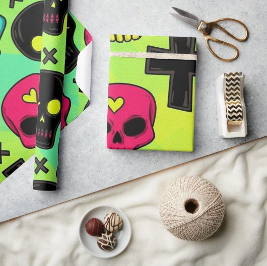Skull Pattern Wrapping Paper Geschenkpapier (Kunsthandwerk)