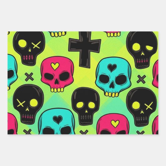 Skull Pattern Wrapping Paper Sheet Set Geschenkpapier Set (Vorderseite 3)