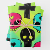 Skull Pattern Wrapping Paper Sheet Set Geschenkpapier Set (Beispiel)