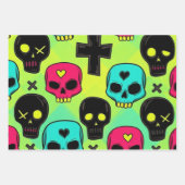 Skull Pattern Wrapping Paper Sheet Set Geschenkpapier Set (Vorderseite)