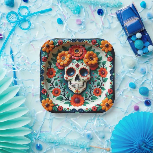 💀 🌹 Skull & Petal Patch Pappteller (Party)