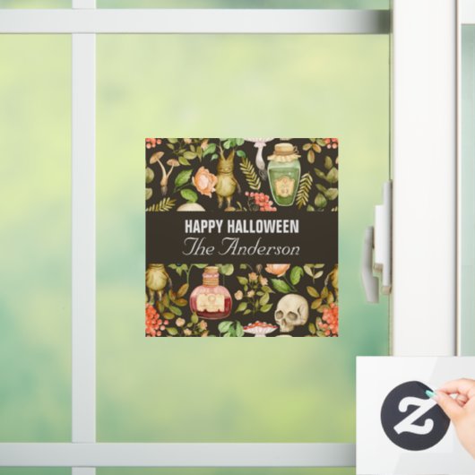 Skull Pflanze Mushroom Blume Abstrakt Halloween Fensteraufkleber (Zuhause)