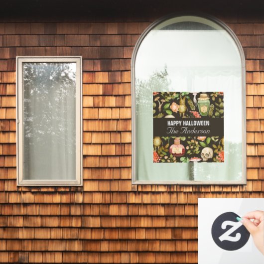 Skull Pflanze Mushroom Blume Abstrakt Halloween Fensteraufkleber (Fenster Zuhause)