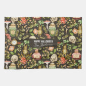 Skull Pflanze Mushroom Blume Abstrakt Halloween Geschirrtuch (Horizontal)