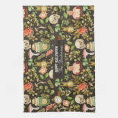 Skull Pflanze Mushroom Blume Abstrakt Halloween Geschirrtuch (Vertikal)