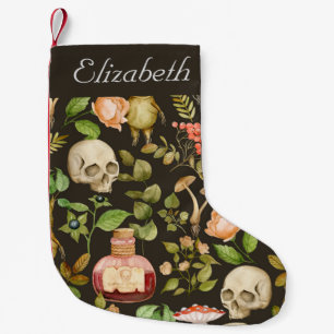 Skull Pflanze Mushroom Blume Abstrakt Halloween Kleiner Weihnachtsstrumpf