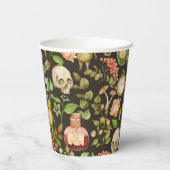 Skull Pflanze Mushroom Blume Abstrakt Halloween Pappbecher (Rückseite)