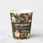 Skull Pflanze Mushroom Blume Abstrakt Halloween Pappbecher (Vorderseite)