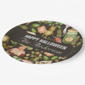 Skull Pflanze Mushroom Blume Abstrakt Halloween Pappteller (Schrägansicht)