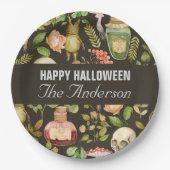 Skull Pflanze Mushroom Blume Abstrakt Halloween Pappteller (Vorderseite)