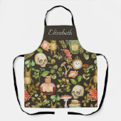 Skull Pflanze Mushroom Blume Abstrakt Halloween Schürze (Vorderseite)