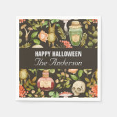 Skull Pflanze Mushroom Blume Abstrakt Halloween Serviette (Vorderseite)