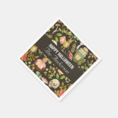 Skull Pflanze Mushroom Blume Abstrakt Halloween Serviette (Ecke)