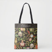 Skull Pflanze Mushroom Blume Abstrakt Halloween Tasche (Vorderseite)