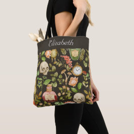 Skull Pflanze Mushroom Blume Abstrakt Halloween Tasche